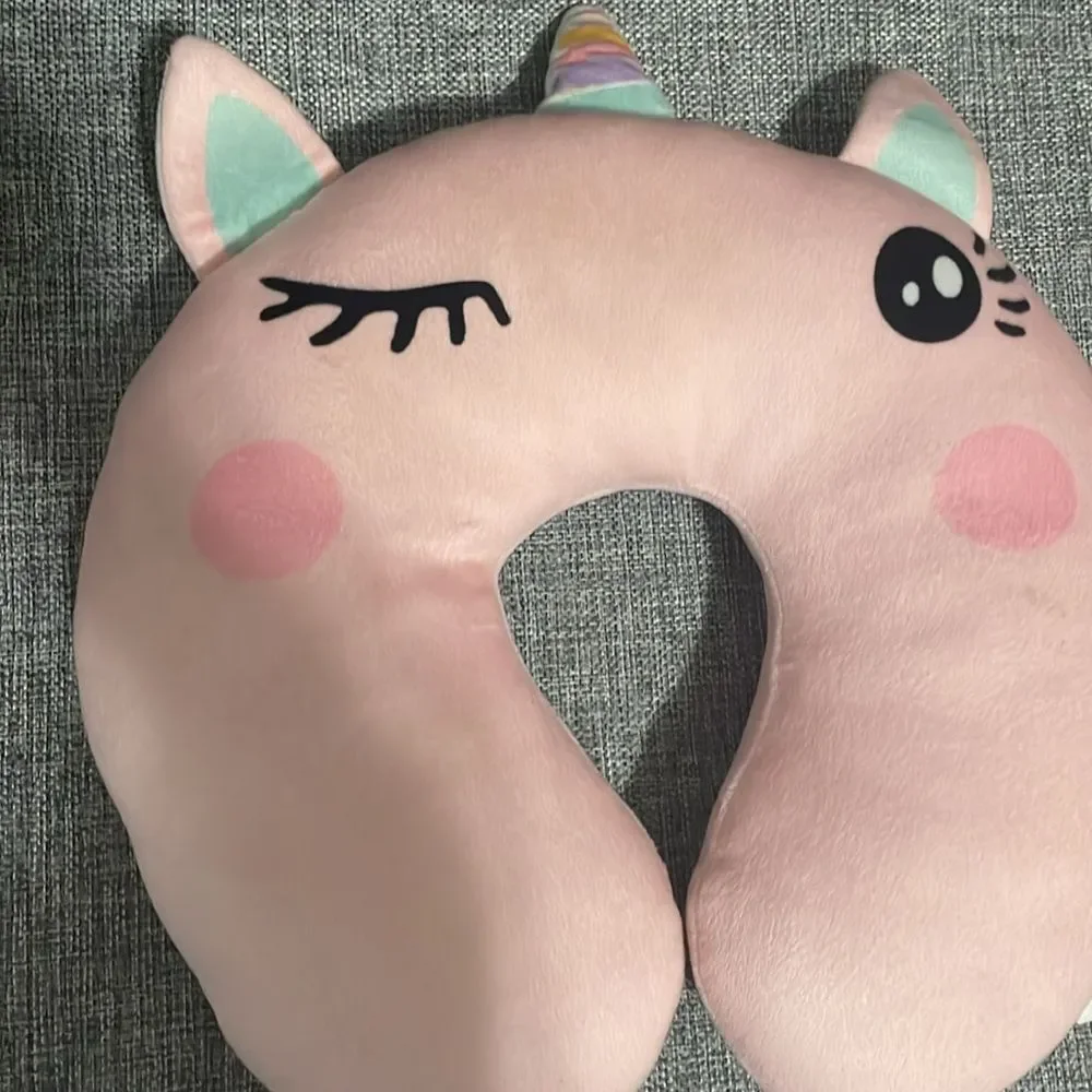 Prelovedd little girls pink unicorn horse head soft pillow rest